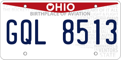 OH license plate GQL8513