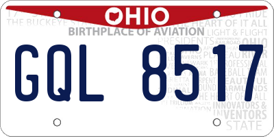 OH license plate GQL8517