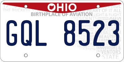 OH license plate GQL8523