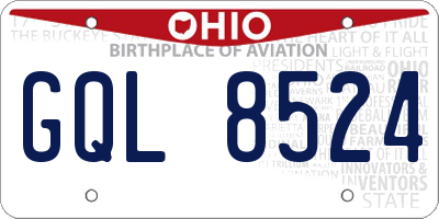 OH license plate GQL8524