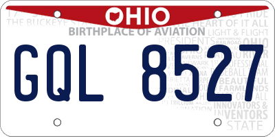 OH license plate GQL8527