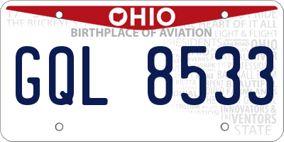 OH license plate GQL8533