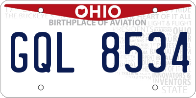 OH license plate GQL8534