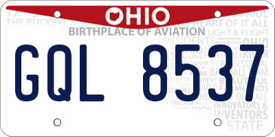 OH license plate GQL8537
