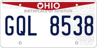 OH license plate GQL8538