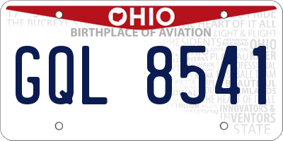 OH license plate GQL8541