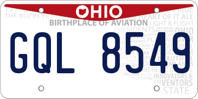 OH license plate GQL8549