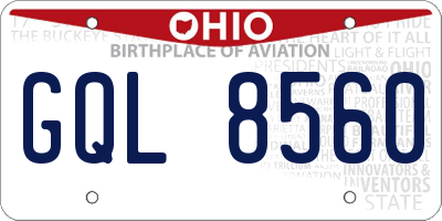 OH license plate GQL8560