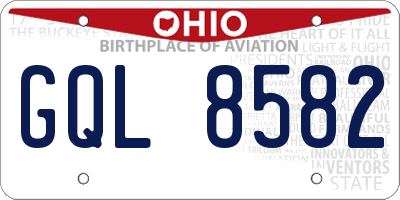 OH license plate GQL8582