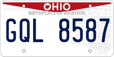 OH license plate GQL8587