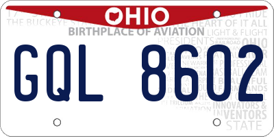 OH license plate GQL8602