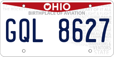 OH license plate GQL8627