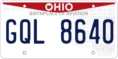 OH license plate GQL8640
