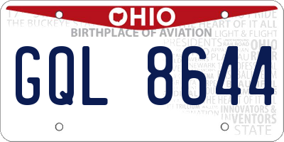 OH license plate GQL8644