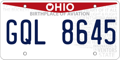 OH license plate GQL8645