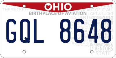 OH license plate GQL8648