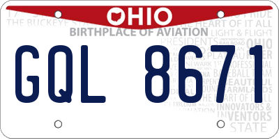 OH license plate GQL8671