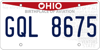 OH license plate GQL8675
