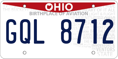 OH license plate GQL8712