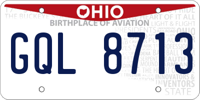 OH license plate GQL8713