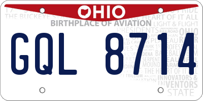 OH license plate GQL8714