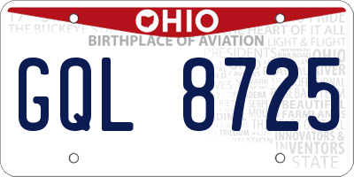 OH license plate GQL8725