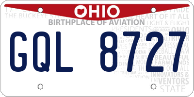 OH license plate GQL8727