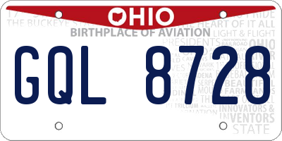 OH license plate GQL8728