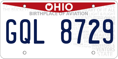 OH license plate GQL8729