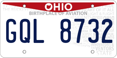 OH license plate GQL8732