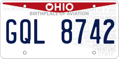 OH license plate GQL8742