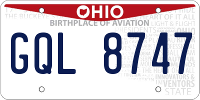 OH license plate GQL8747