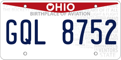 OH license plate GQL8752