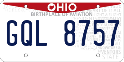 OH license plate GQL8757