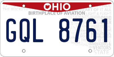 OH license plate GQL8761