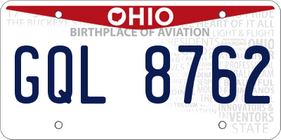 OH license plate GQL8762