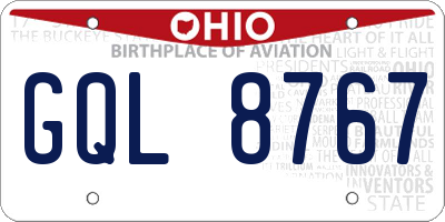 OH license plate GQL8767