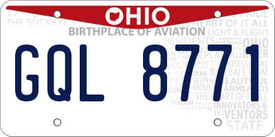 OH license plate GQL8771