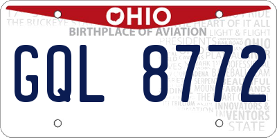 OH license plate GQL8772