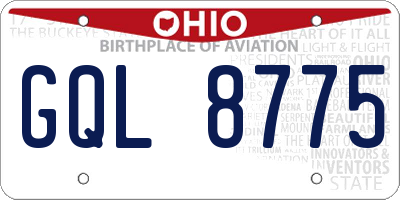 OH license plate GQL8775