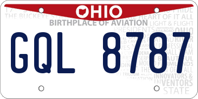 OH license plate GQL8787