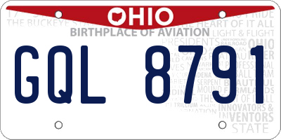 OH license plate GQL8791