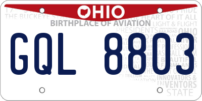 OH license plate GQL8803