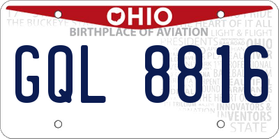OH license plate GQL8816