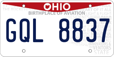 OH license plate GQL8837