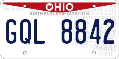OH license plate GQL8842