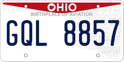OH license plate GQL8857