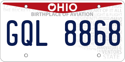 OH license plate GQL8868