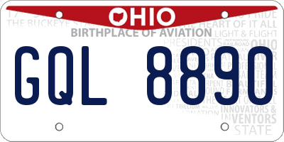 OH license plate GQL8890