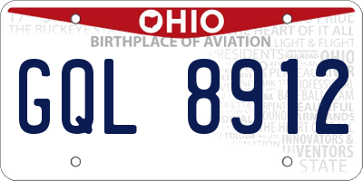 OH license plate GQL8912
